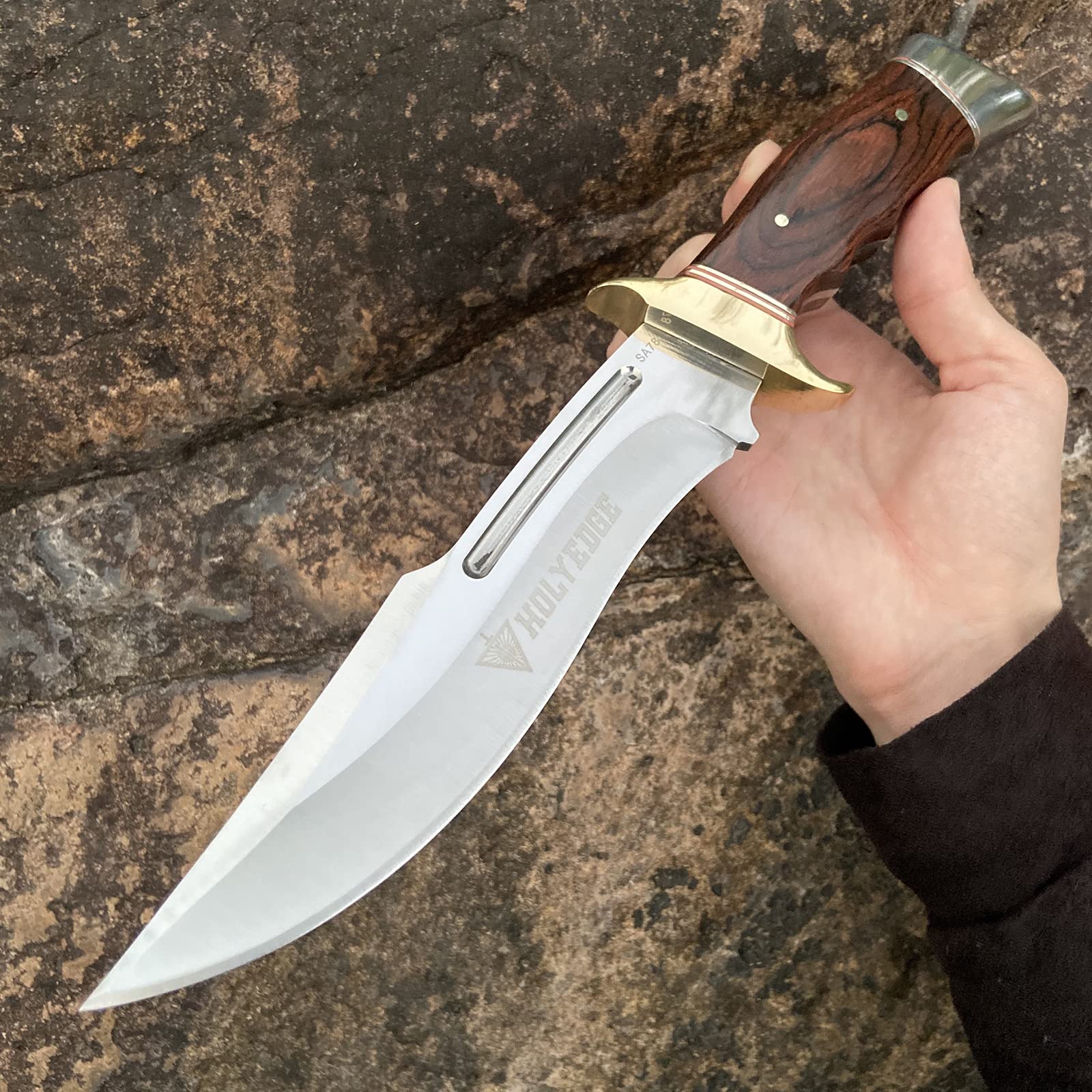 Amazon.co.jp: HOLYEDGE 12.2インチ 狩猟用固定刃ナイフ 木製ハンドル